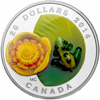 Kanada - Wasserlilie & Leopardenfrosch - Muranoglas - Silber 1 oz 2014